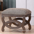 Fabric Upholstered Ottoman Stool In Birch